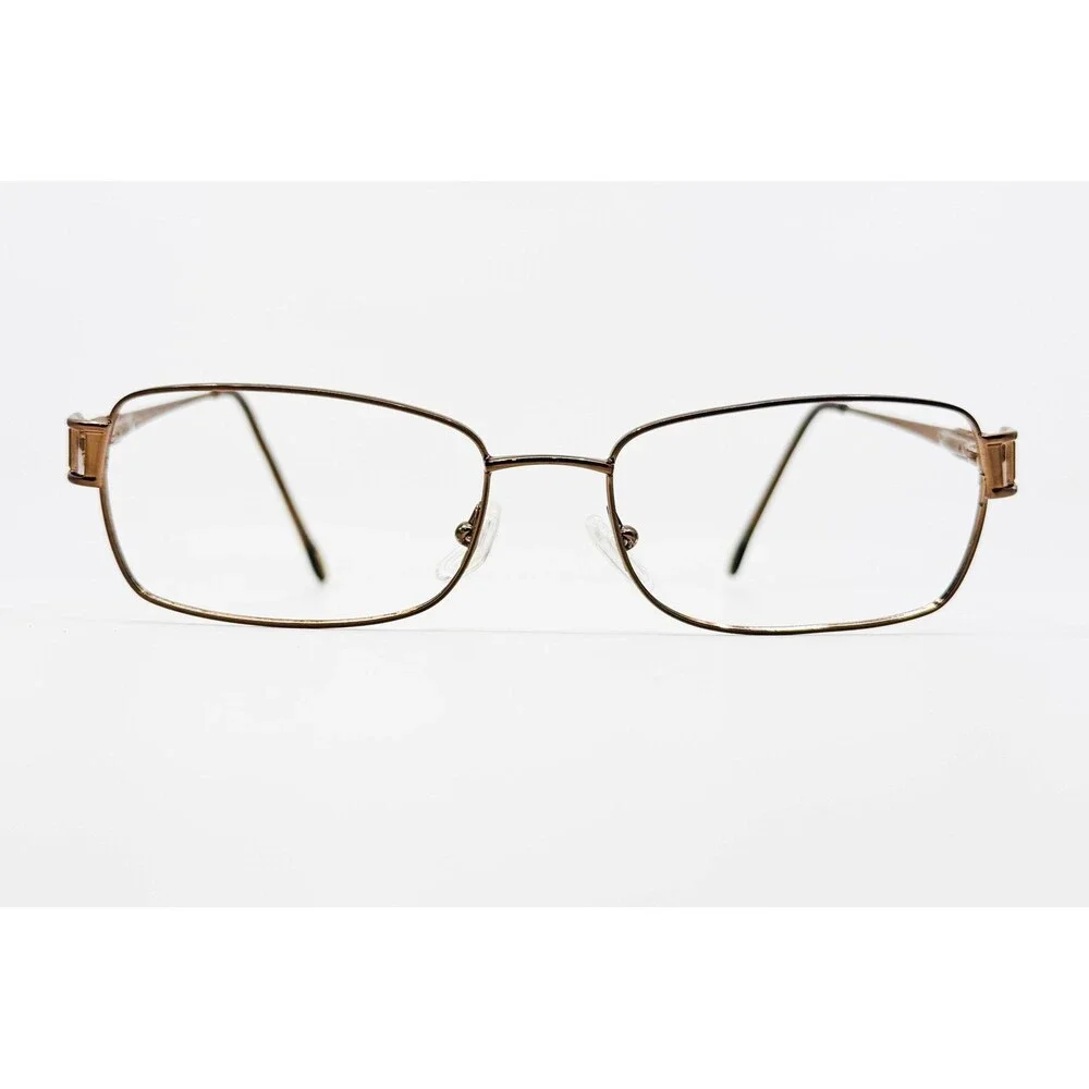Safilo Eyeglasses Womens Brown Metal Rectangular Frame Italy 135
